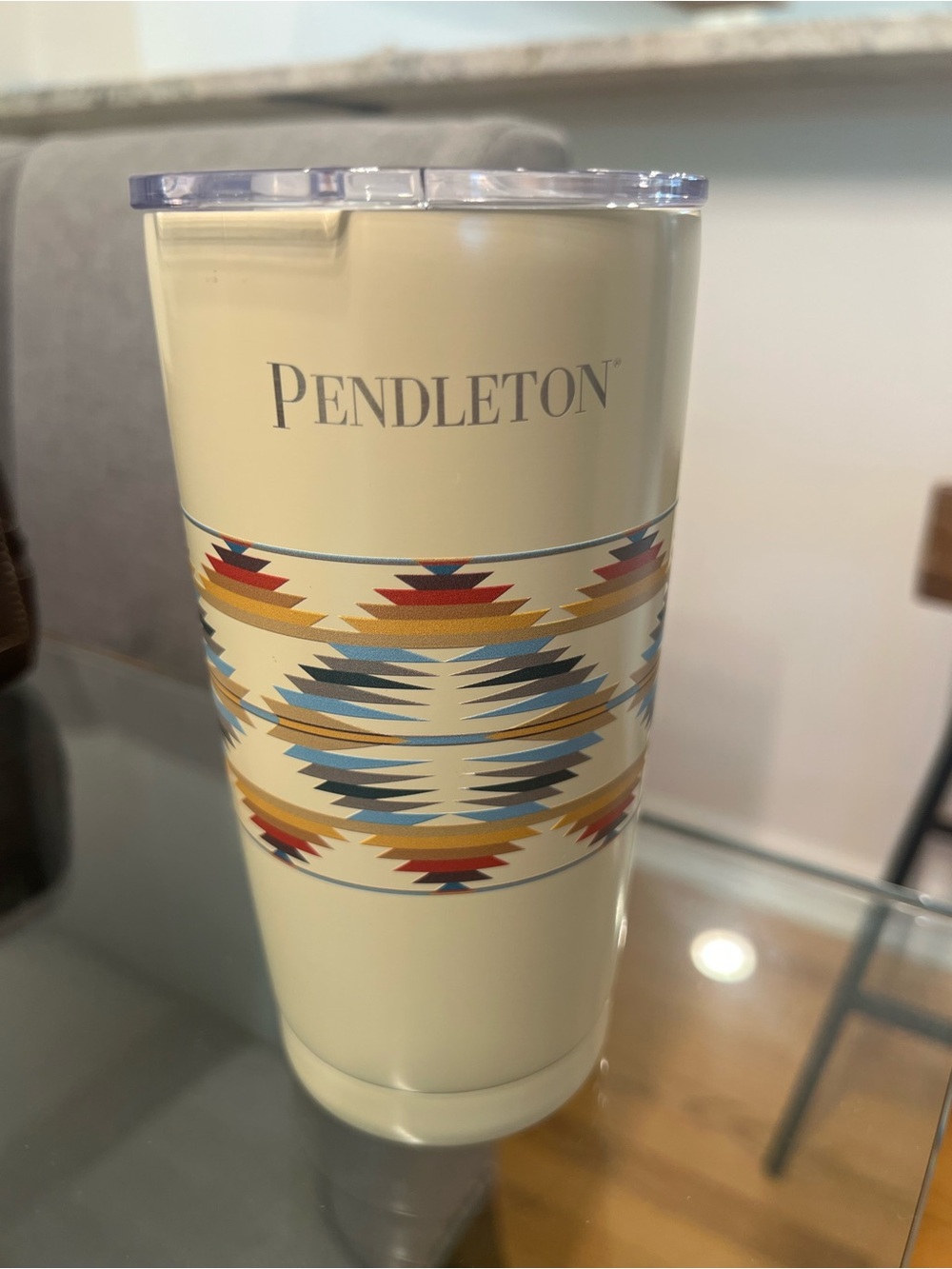 Pendleton Cream Aztec Pattern Insulated Tumbler with Multicolor Trim